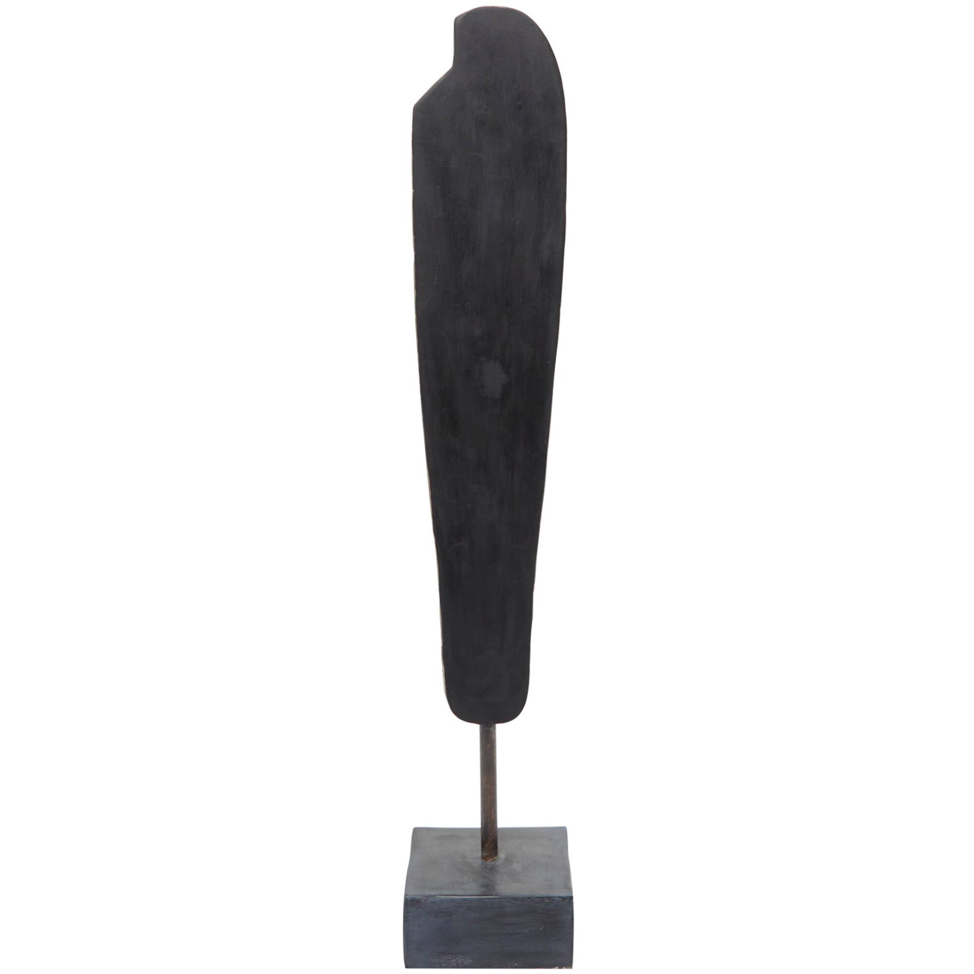 30" Brown Polystone Primitive Mask Sculpture